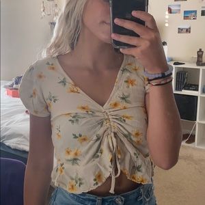 American Eagle flowered tie top